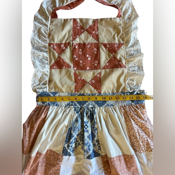 VTG Handmade Quilt Boho Prairie Patchwork Pinafore Apron Maxi Dress Hippie OOAK - Picture 12 of 14